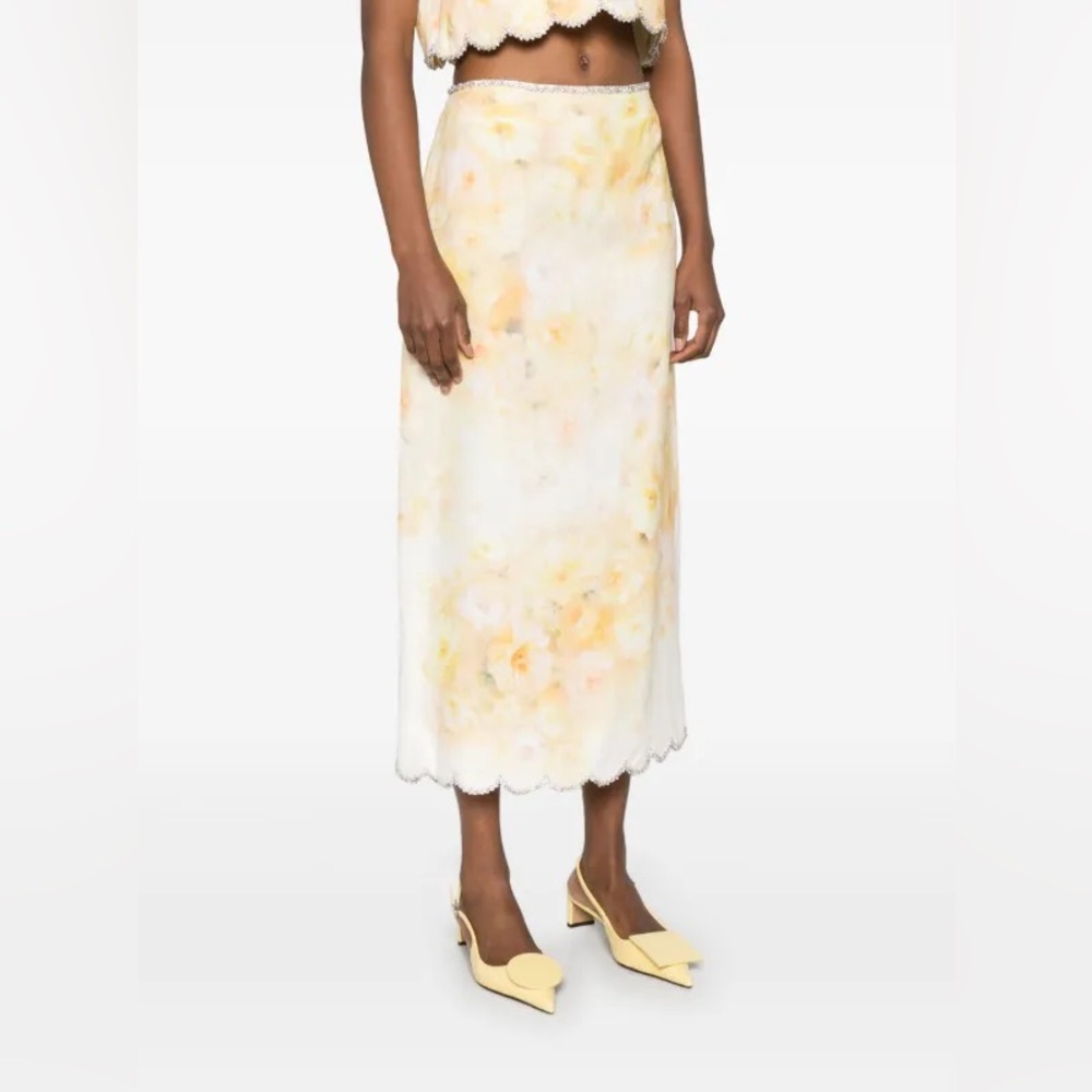 Zimmermann crush scalloped midi skirt